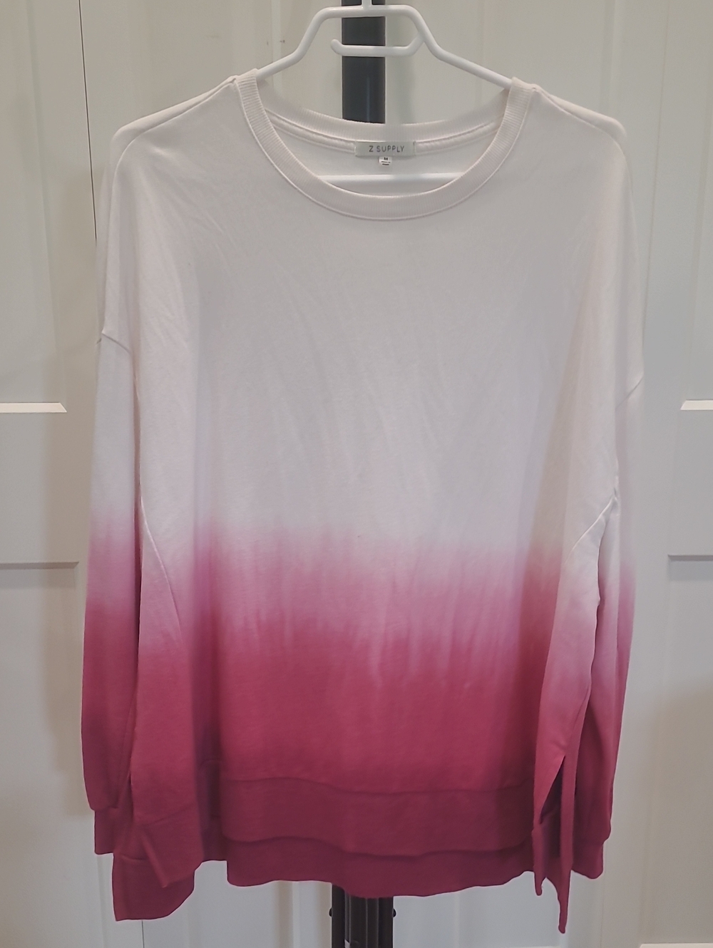 Z Supply White to Pink Ombre Pullover Sweatshirt
